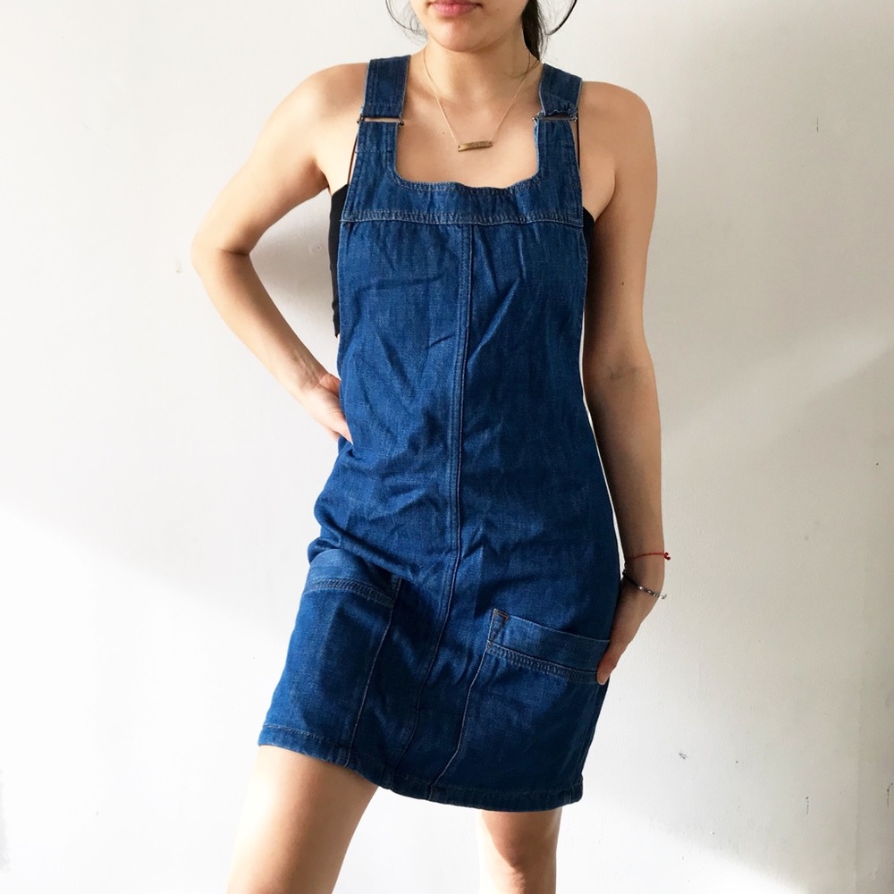 TOPSHOP pinafore blue dress